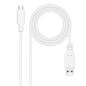 Cable USB 2-0 Nanocable 10-01-2101-W- USB Tipo-C Macho - USB Macho- 1m- Blanco