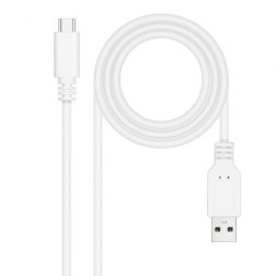 Cable USB 2-0 Nanocable 10-01-2102-W- USB Tipo-C Macho - USB Macho- 2m- Blanco