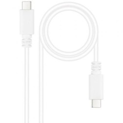 Cable USB 2-0 Tipo-C Nanocable 10-01-2301-W- USB Tipo-C Macho - USB Tipo-C Macho- 480Mbps- 1m- Blanco