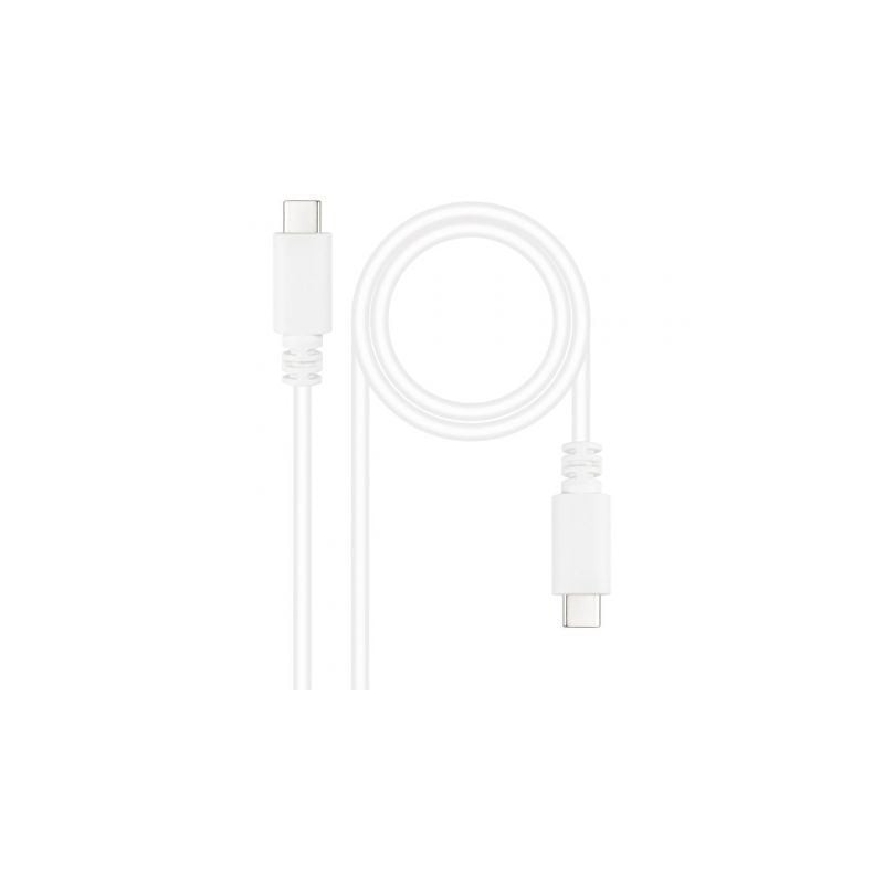 Cable USB 2-0 Tipo-C Nanocable 10-01-2301-W- USB Tipo-C Macho - USB Tipo-C Macho- 480Mbps- 1m- Blanco