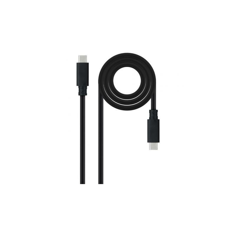 Cable USB 3-2 Tipo-C Nanocable 10-01-4103- USB Tipo-C Macho - USB Tipo-C Macho- Hasta 100W- 20Gbps- 3m- Negro