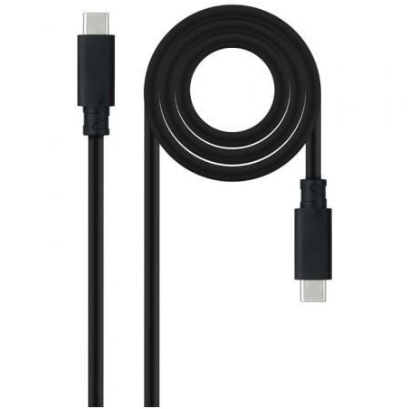 Cable USB 3-2 Tipo-C Nanocable 10-01-4103- USB Tipo-C Macho - USB Tipo-C Macho- Hasta 100W- 20Gbps- 3m- Negro