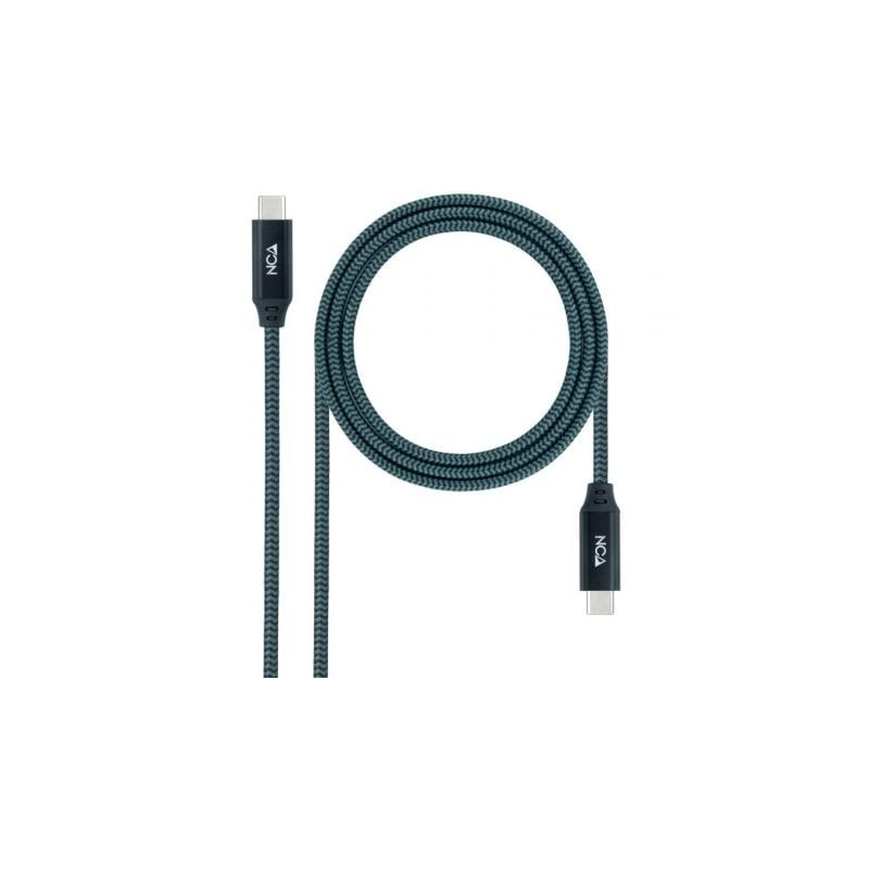 Cable USB 3-2 Tipo-C Nanocable 10-01-4301-COMB- USB Tipo-C Macho - USB Tipo-C Macho- 1m- Gris y Negro