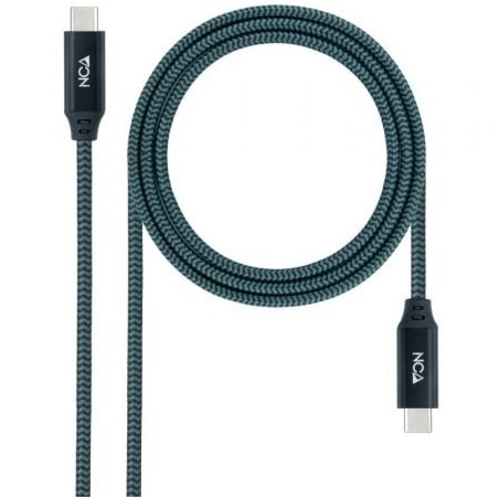 Cable USB 3-2 Tipo-C Nanocable 10-01-4301-L150-COMB- USB Tipo-C Macho - USB Tipo-C Macho- 1-5m- Gris y Negro