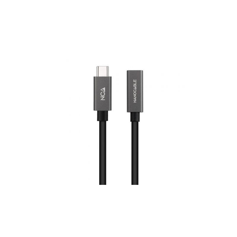 Cable Alargador USB 3-2 Nanocable 10-01-4401- USB Tipo-C Macho - USB Tipo-C Hembra- 1m- Negro