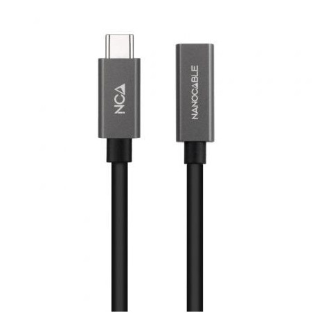 Cable Alargador USB 3-2 Nanocable 10-01-4401- USB Tipo-C Macho - USB Tipo-C Hembra- 1m- Negro