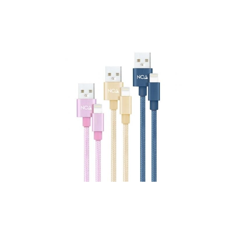 Cables USB 2-0 Lightning Nanocable 10-10-0401-CO2- USB Macho - Lightning Macho- 1m- 3 Unidades- Rosa, Dorado, Azul Pacífico