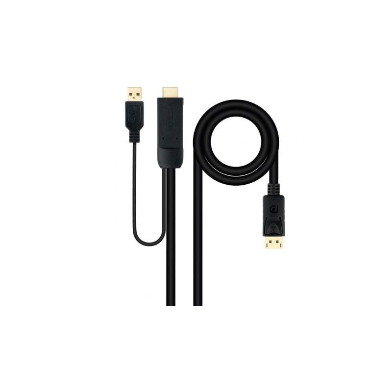 Cable Conversor Nanocable 10-15-4352- HDMI Macho - DisplayPort Macho- 1-8m- Negro