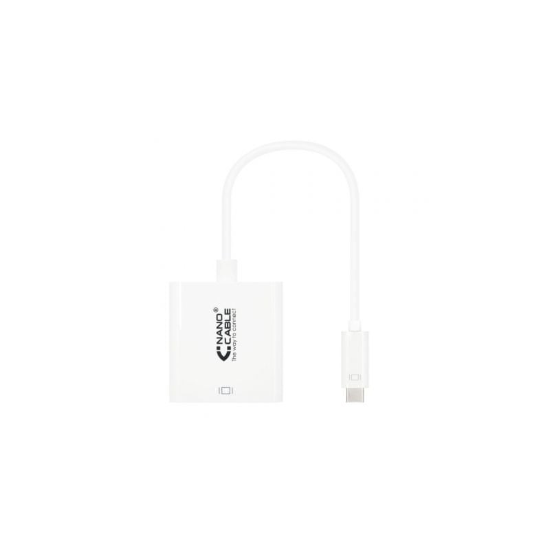 Cable Conversor Nanocable 10-16-4103- USB Tipo-C Macho - DVI-D (24+1) Hembra- 15cm- Blanco