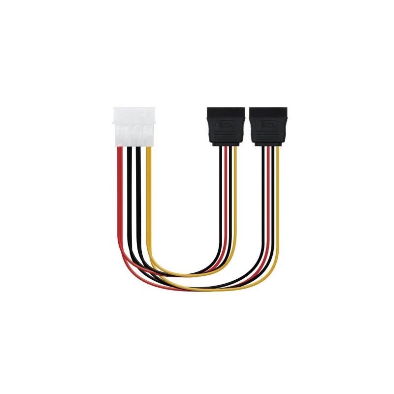 Cable Duplicador de Alimentación Nanocable 10-19-0101-OEM- Molex Macho - 2x SATA Hembra- 20cm