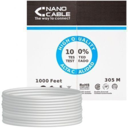 Bobina de Cable RJ45 UTP Nanocable 10-20-0304-FLEX Cat-5e- 305m- Gris