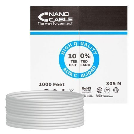 Bobina de Cable RJ45 FTP Nanocable 10-20-0704 Cat-5e- 305m- Gris