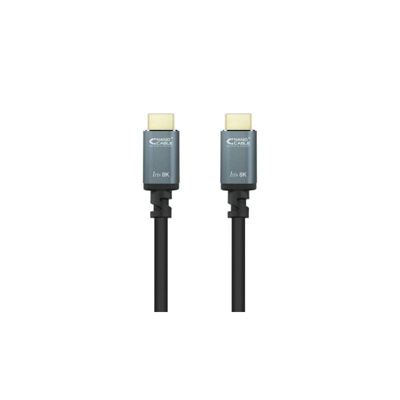 Cable HDMI 2-1 8K Nanocable 10-15-8001- HDMI Macho - HDMI Macho- 1m- Negro