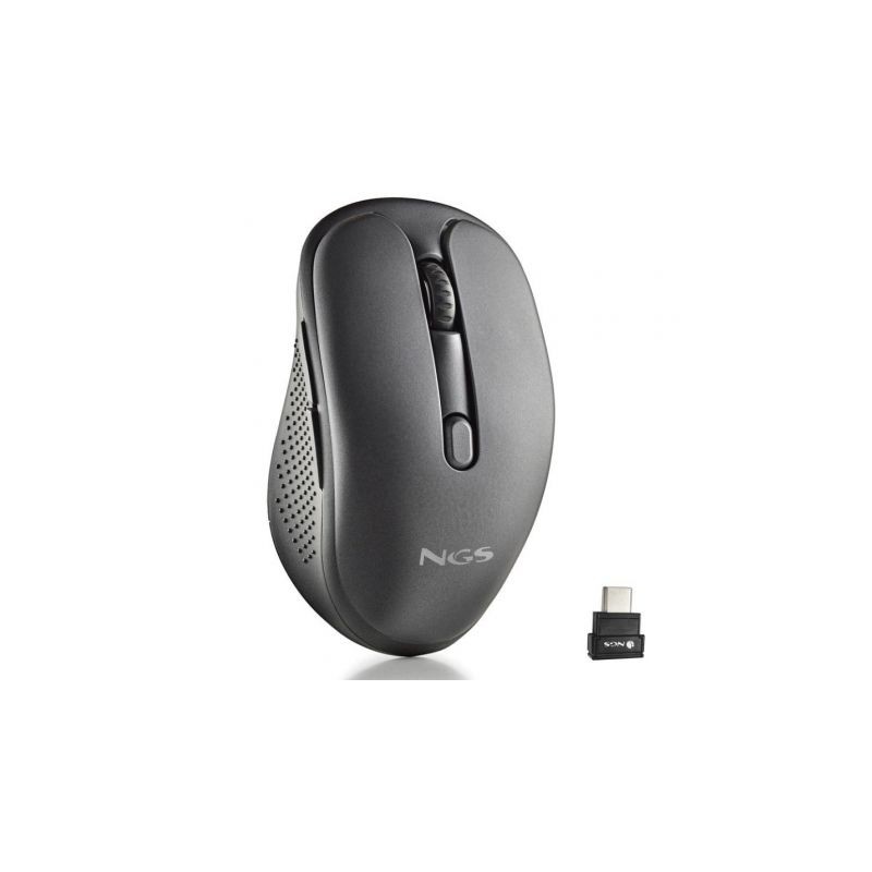 Ratón Inalámbrico NGS Evo Jot silencioso- Batería recargable- Hasta 1600 DPI- Negro