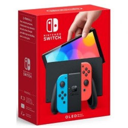 Nintendo Switch Versión OLED Azul Neón-Rojo Neón- Incluye Base- 2 Mandos Joy-Con