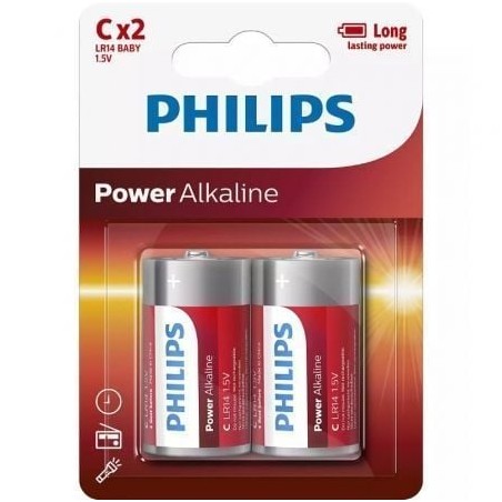 Pack de 2 Pilas C Philips LR14P2B-10- 1-5V- Alcalinas