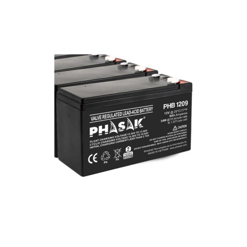 Batería Phasak PHB 1209 compatible con SAI-UPS PHASAK según especificaciones