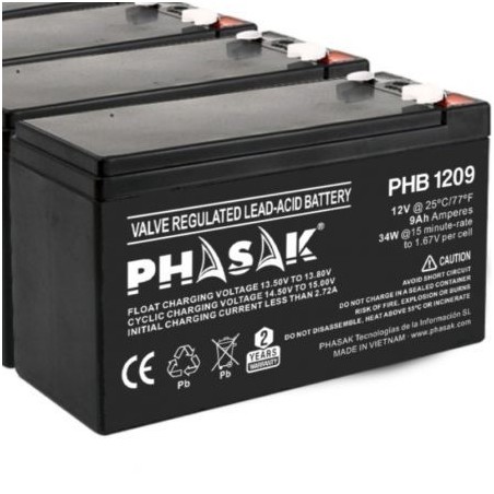 Batería Phasak PHB 1209 compatible con SAI-UPS PHASAK según especificaciones