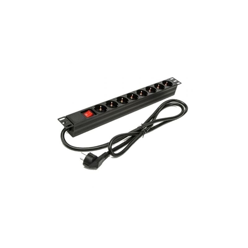 Regleta con Interruptor Phasak BNS 1518- 8 Tomas de Corriente- Cable 1-5m- Negro