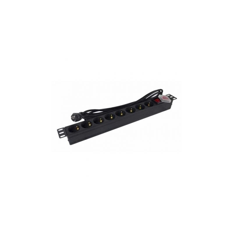 Regleta con Interruptor Phasak BNS 1520- 8 Tomas de Corriente- Cable 3m- Negro