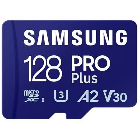 Tarjeta de Memoria Samsung PRO Plus 2023 128GB microSD XC- Clase 10- 180MBs