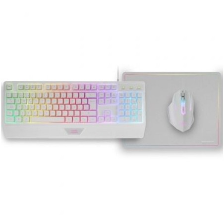 Pack Gaming Mars Gaming MCP124- Teclado H-MECH + Ratón Óptico + Alfombrilla- Blanco