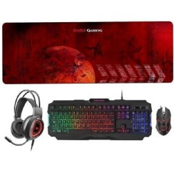 Pack Gaming Mars Gaming MCPRGB2- Teclado RGB + Ratón Óptico + Alfombrilla XXL + Auriculares