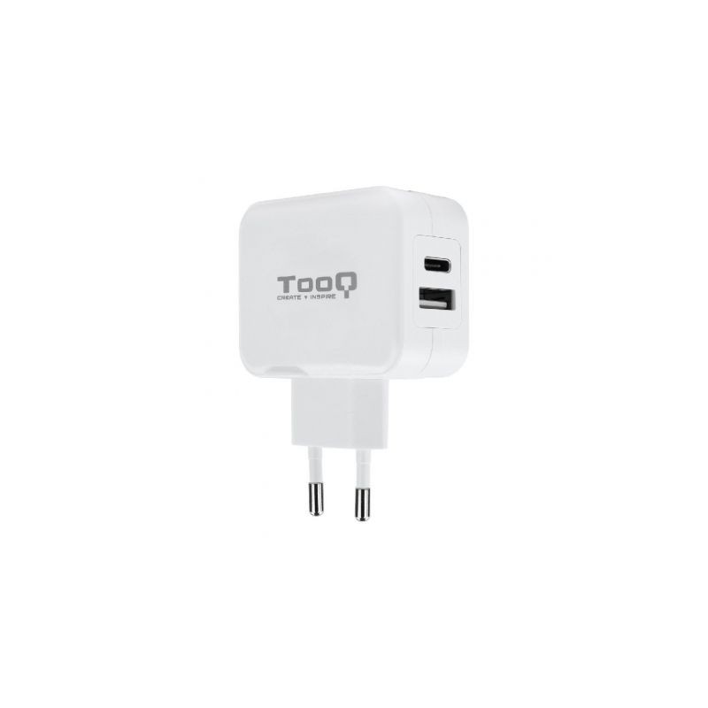 Cargador de Pared TooQ TQWC-2SC02WT- 1xUSB Tipo-C- 1x USB- 27W