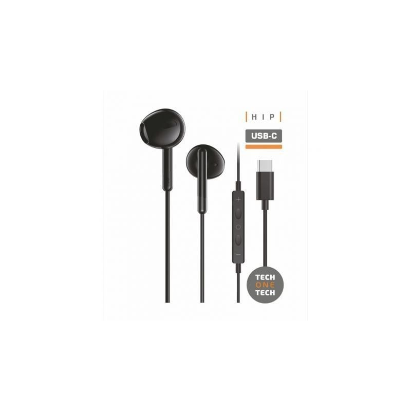 Auriculares Intrauditivos Tech One Tech earTECH TEC1302- con Micrófono- USB Tipo-C- Negros