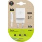 Cargador de Pared Tech One Tech TEC2401- 2xUSB + Cable Micro USB- 2-4A- Blanco