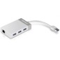 Hub USB 3-0 Trendnet TU3-ETGH3- 3xUSB- 1xRJ45- Blanco y Gris