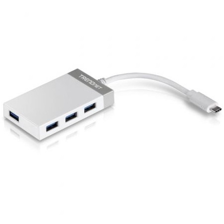 Hub USB Tipo-C Trendnet TUC-H4E- 4xUSB- Blanco y Gris