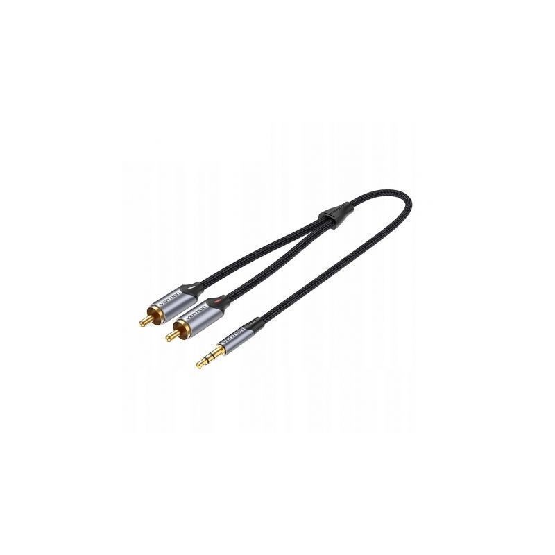 Cable Estéreo Vention BCNBH- Jack 3-5 Macho - 2x RCA Macho- 2m- Gris