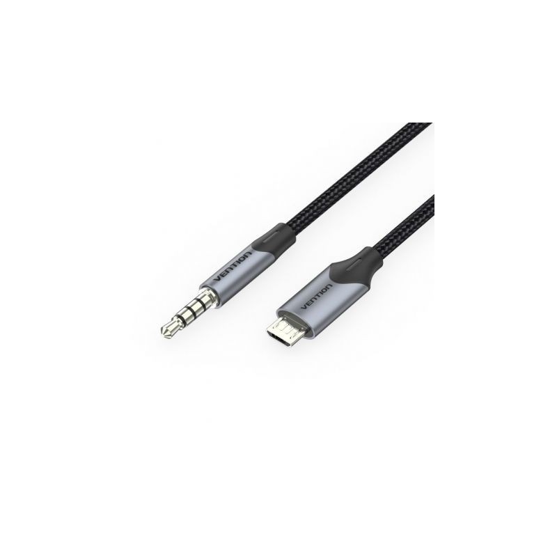 Cable Audio Vention BDGBH- MicroUSB Macho - Jack 3-5 Macho- 2m- Negro