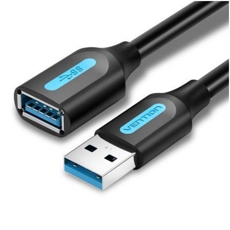 Cable Alargador USB 3-0 Vention CBHBG- USB Macho - USB Hembra- 5Gbps- 1-5m- Negro