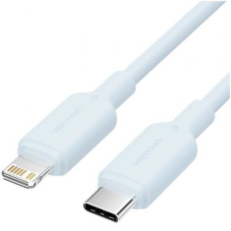 Cable USB 2-0 Tipo-C Lightning Vention LAKSH- USB Tipo-C Macho - Lightning Macho- Hasta 27W- 480Mbps- 2m- Azul