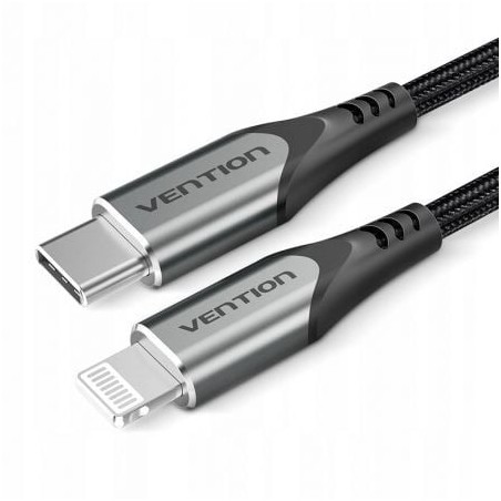 Cable USB 2-0 Tipo-C Lightning Vention TACHF- USB Tipo-C Macho - Lightning Macho- 1m- Gris