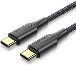 Cable USB 2-0 Tipo-C 3A Vention TAUBH- USB Tipo-C Macho - USB Tipo-C Macho- Hasta 60W- 480Mbps- 2m- Negro