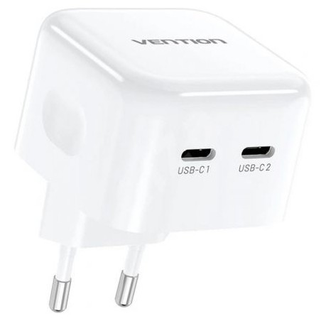 Cargador Gan de Pared Vention FBPW0-EU- 2xUSB Tipo-C- 35W