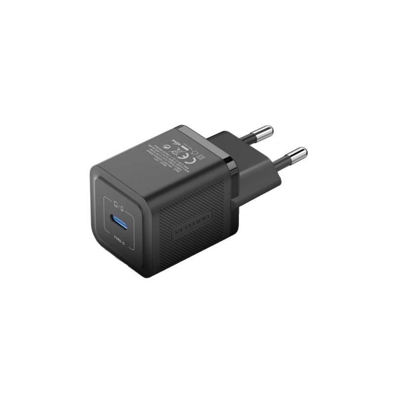 Cargador Gan de Pared Vention FEPB0-EU- 1xUSB Tipo-C- 20W