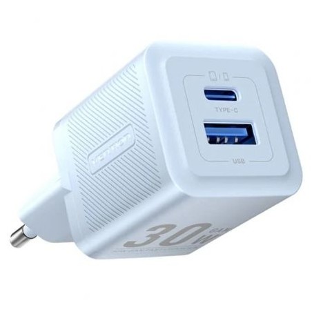 Cargador Gan de Pared Vention FEQL0-EU- 1xUSB Tipo-C- 1xUSB- 30W