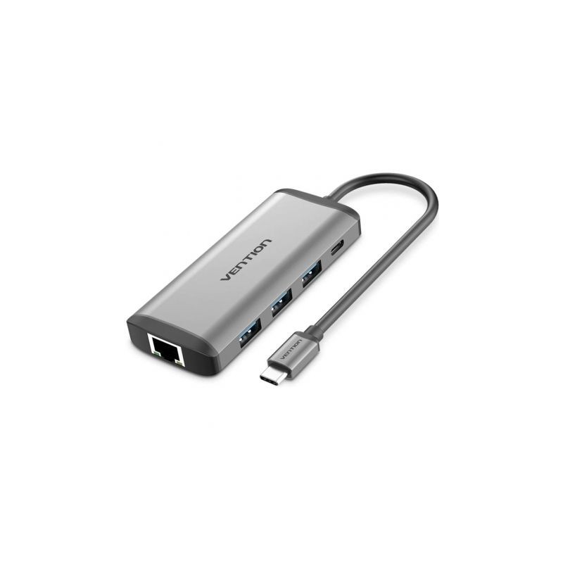 Docking USB Tipo-C Vention CNDHB- 1xHDMI- 3xUSB- 1xUSB Tipo-C PD- 1xRJ45- 1xLector tarjetas- Gris