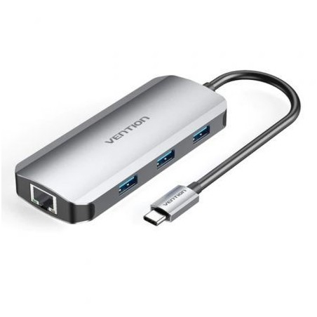 Docking USB Tipo-C Vention TOHHB- 1xHDMI- 3xUSB- 1xRJ45- 1xUSB Tipo-C PD