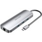 Docking USB Tipo-C Vention TOLHB- 1xHDMI- 3xUSB- 1xUSB Tipo-C PD- 1xRJ45- 1xLector Tarjetas SD- 1x MicroSD- Jack 3-5- Gris