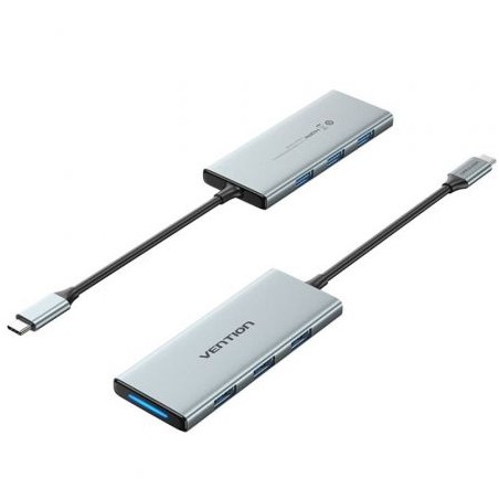 Docking USB Tipo-C Vention TOPHB- 1xHDMI- 3xUSB- 1xLector Tarjetas SD y MicroSD- Gris