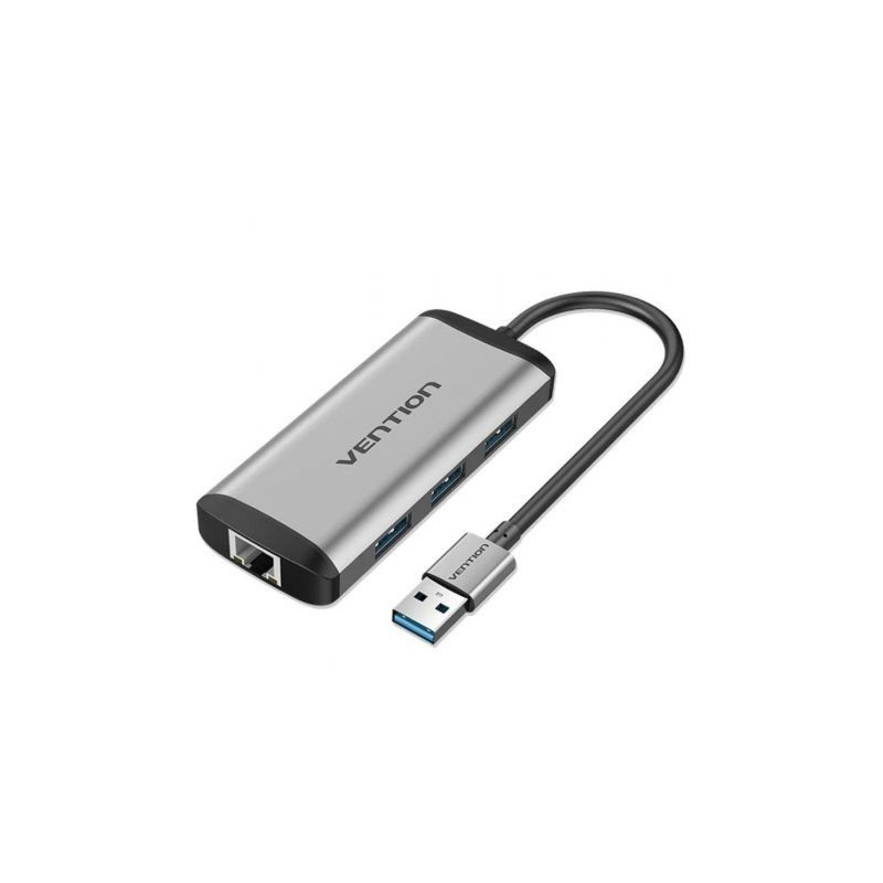 Hub USB 3-0 Vention CKBHB- 3xUSB- 1xRJ45- Gris