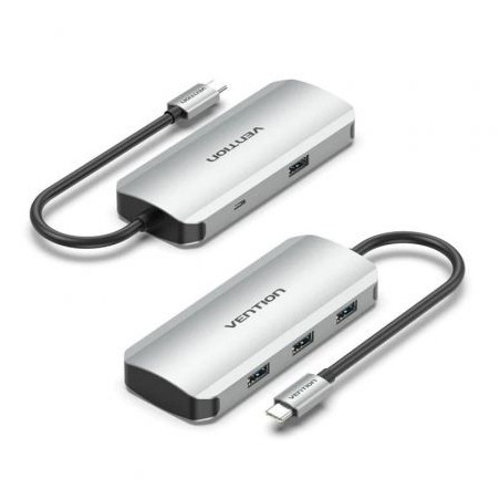 Hub USB Tipo-C Vention TNAHB- 4xUSB- 1xMicroUSB PD