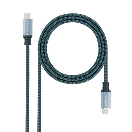 Cable USB 3-2 Nanocable 10-01-4103-COMB- USB Tipo-C Macho - USB Tipo-C Macho- Hasta 100W- 20Gbps- 3m- Gris y Negro