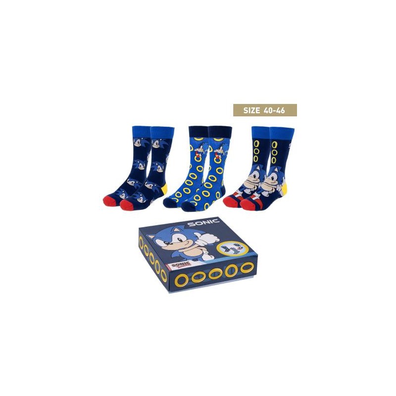 Pack calcetines 3 piezas sonic talla