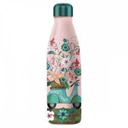 Botella isotermica enesco rosa estampado flores